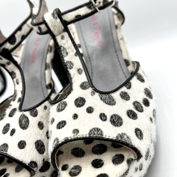 Funky B/w Polka dot platform heels - Picture 3 of 9